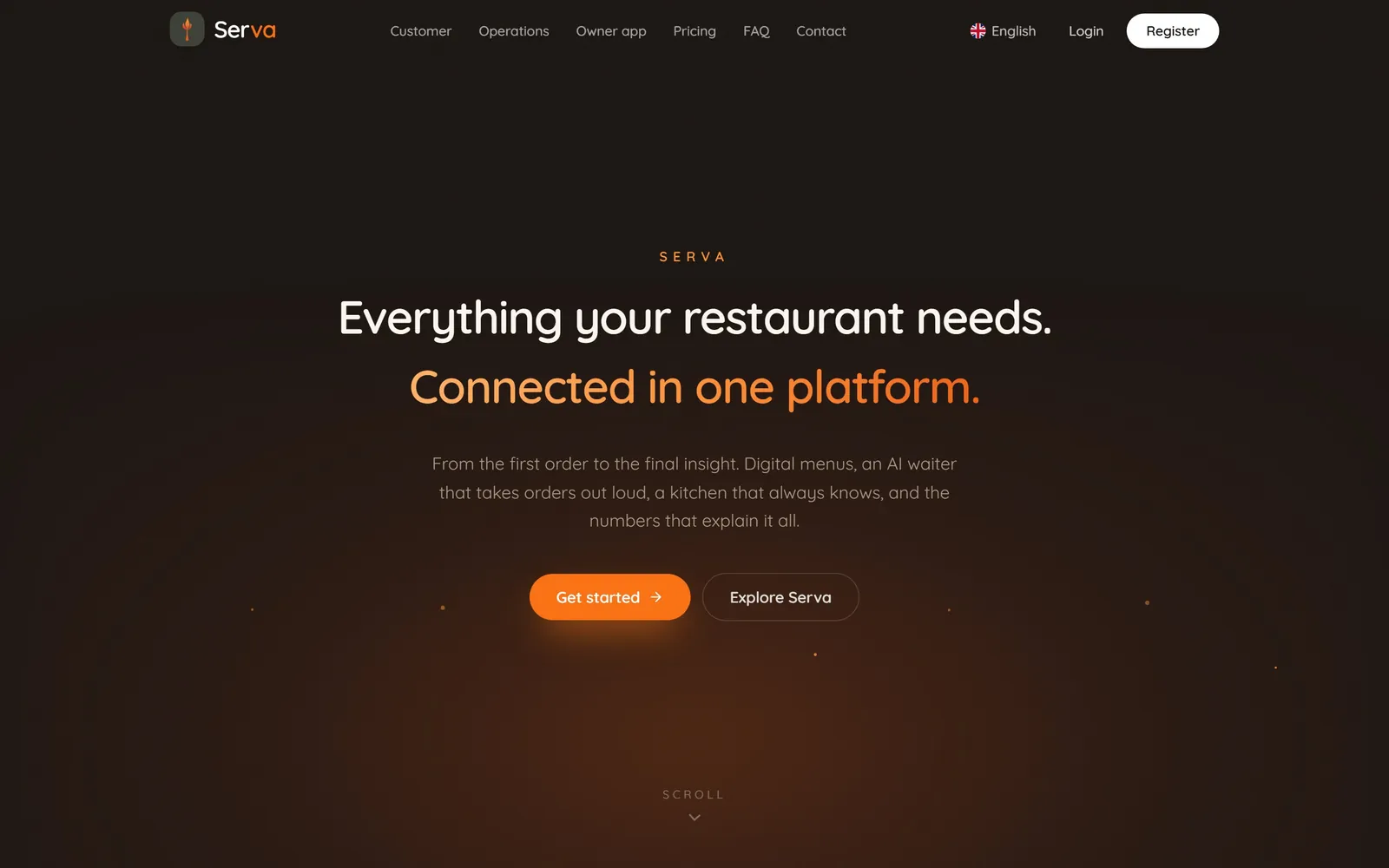 Serva marketing site: everything your restaurant needs