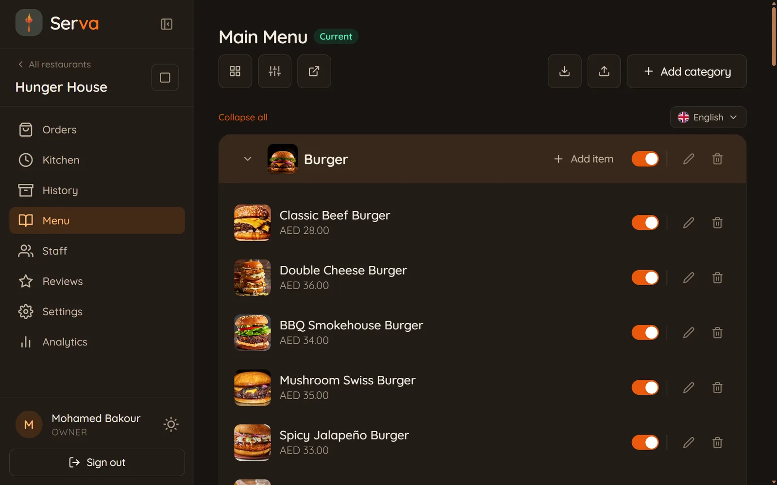 Menu builder