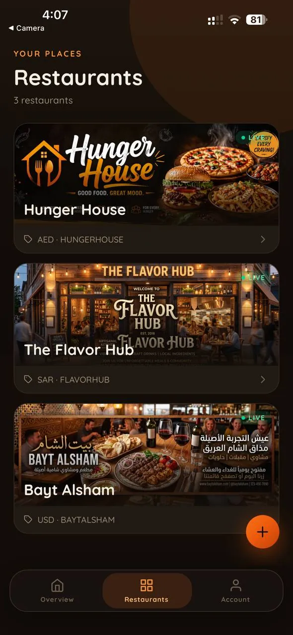 Owner app: every restaurant on one account